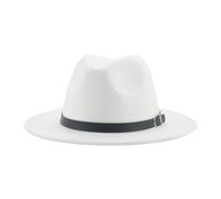 SOYNIA Fedora Trilby Filzhut Hut Hüte Für Damen Fedora-Hut Herren-Kappen Solide Lässige Kleidung Formell Vintage Breit 56-58 cm (Erwachsene) Weiß