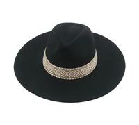 SOYNIA Fedora Trilby Filzhut Hut Hüte Für Damen Fedoras Herren Mützen Männlich Fester Hut Lässige Band Jazz-Kappen Große Größe 56-58 cm Schwarz