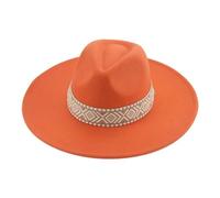 SOYNIA Fedora Trilby Filzhut Hut Hüte Für Damen Fedoras Herren Mützen Männlich Fester Hut Lässig Band Jazz-Kappen Große Größe 56-58 cm Orange