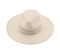 SOYNIA Fedora Trilby Filzhut Hut Hüte Für Damen Fedoras Herren Mützen Männlich Fester Hut Lässig Band Jazz-Kappen Große Größe 56-58 cm Beige