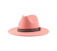 SOYNIA Fedora Trilby Filzhut Hut Hüte Für Frauen Fedoras Filzhut Fester Freizeithut Damenhut Herrenkappen Panamaband 52-54 cm (Kinder) Pfirsichrosa