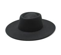 SOYNIA Fedora Trilby Filzhut Hut Klassischer Stil Mit Breiter Krempe Für Damen Modisch Filz Kirchenhüte Hochzeitskleid Jazz-Kappe 57-59 cm Schwarz