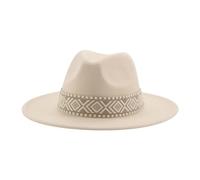 SOYNIA Fedora Trilby Filzhut Hut Panama-Hut Western-Cowboy-Hüte Für Damen Solide Große Krempe Lässige Fedoras Herren- Und Damen-Filzhut 52-54 cm (Kinder) Beige