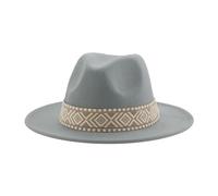 SOYNIA Fedora Trilby Filzhut Hut Panama-Hut Western-Cowboy-Hüte Für Damen Solide Große Krempe Lässige Fedoras Herren- Und Damen-Filzhut 60-62 cm (XL) Hellgrau