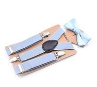 SOYNIA Hosenträger Suspender Elastischer Kordelzug Mit Verstellbarem DREI Clip Riemen Clip Set Hellblau