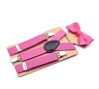 SOYNIA Hosenträger Suspender Elastischer Kordelzug Mit Verstellbarem DREI Clip Riemen Clip Set Rosa Rot