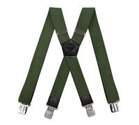 SOYNIA Hosenträger Suspender Herren Damen Universal 4-Clip Hosenträger Mit 3,8 cm Muster Elastischem Hosenträger Band Army Green