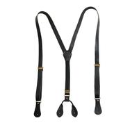 SOYNIA Hosenträger Suspender Hosenträger Mit Schnalle Aus Leder Mit Knöpfen Für Damen Anti-Rutsch-Retro Mit Vier Knöpfen Lässig Vielseitiger Hosenträger Schwarz