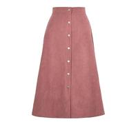 SOYNIA Hübscher Rock Damen Cord Einreihig Langer Rock Mit Hoher Taille Office Lady Casual Röcke M Rosa