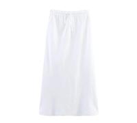 SOYNIA Hübscher Rock Damen Freizeitmode Einfacher Elastischer Taillenrock Schlanker A-Linien-Rock Mittellanger Rock Xs Weiss