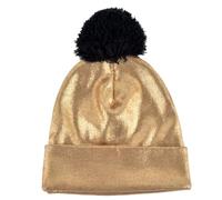 SOYNIA Mütze Beanie Hut Frauen Gestrickte Skullies Damen Mützen Für Frauen Gestrickte Glänzende Pompom Ski Mützen Hüte Gold