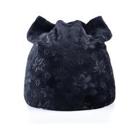 SOYNIA Mütze Beanie Hut Warmer Hut Für Frauen Katzen Ohren Schädel Beanie Hüte Mit Ohr Klappen Kappen Damen Blumen Druck Beanies Schwarz