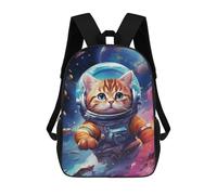 Space Cat Adventure 17inch Schulrucksack, 3D-gedruckt, Kinderrucksack, Modisch, Lässig, Ideal Für Reisen Und Schulkinder