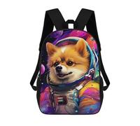 Space Dog Adventure-295 17inch Schulrucksack, 3D-gedruckt, Kinderrucksack, Modisch, Lässig, Ideal Für Reisen Und Schulkinder