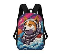 Space Dog Adventure Poster 17inch Schulrucksack, 3D-gedruckt, Kinderrucksack, Modisch, Lässig, Ideal Für Reisen Und Schulkinder