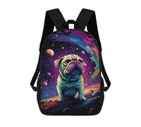 Space Pug Adventure -1 17inch Schulrucksack, 3D-gedruckt, Kinderrucksack, Modisch, Lässig, Ideal Für Reisen Und Schulkinder