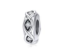 Spacer Charm 925 Sterling Silber Stopper Charm Clip Charm für Pandora Charm Armband, 10 x 4 mm, Sterling-Silber Silber, Perle