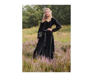 Spätmittelalter-Kleid Isabell Samt Cotehardie Schwarz Größe XXL