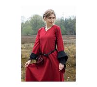 Spätmittelalterliches Höllenfensterkleid Bliaut Amal Rot/Schwarz M