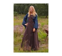 Battle-Merchant Mittelalter Überkleid Surcot Andra für Damen aus Canvas | Segeltuch Baumwolle Wikinger Obergewand bodenlang ärmellos | Fasching Karneval LARP, Braun, Gr. L/XL