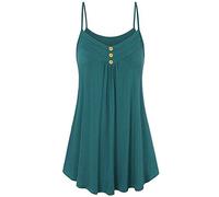Spaghetti Top Damen Locker -Trägertop Damen Sommer -Cami Top Damen Tank Top Knopfleiste Blusentops Ärmelloses Oberteile Lose Tshirt Plissee Tunika Bluse Weste Tops Teenager Mädchen Tanktops Frauen