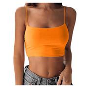 Spaghetti Top Damen schwarz Weiß Sexy Sommer Blusetops Cropped Aesthetic Tank Top Kurz Sport Sexy Sommer Lässig Frauen Trägertop Oberteil Tanktops Teil