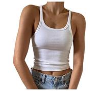 Spaghetti Top Damen Sexy Ärmellos Unterhemd Gerippte Tank Top Basic Einfarbig Camisole Sommer Oberteile