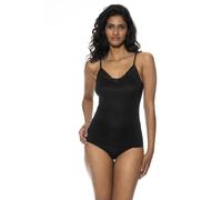 Mey Spaghettitop EMOTION ELEGANCE Damen V-Ausschnitt Feinripp mit gestickter Spitze Schwarz Gr. 42