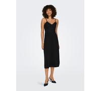 Spaghettikleid ONLY "ONLHONEY STRAP DRESS JRS", Damen, Gr. L, N-Gr, schwarz, Jersey, Obermaterial: 95% Viskose, 5% Elasthan, unifarben, kniebedeckend, V-Ausschnitt, Kleider, Viskosemischung, regular f