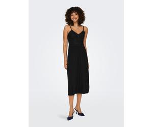 Spaghettikleid ONLY "ONLHONEY STRAP DRESS JRS", Damen, Gr. XS, N-Gr, schwarz, Jersey, Obermaterial: 95% Viskose, 5% Elasthan, unifarben, kniebedeckend, V-Ausschnitt, Kleider, Viskosemischung, regular