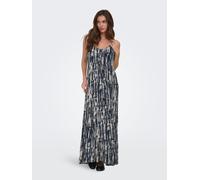 Spaghettikleid ONLY "ONLMATEA LIFE STRAP LONG DRESS WVN NOOS", Damen, Gr. L, N-Gr, blau (night sky aop:matea print), Web, Obermaterial: 100% Viskose, bedruckt, regular fit lang, Rundhals, Kleider, Vis