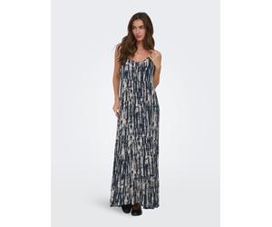Spaghettikleid ONLY "ONLMATEA LIFE STRAP LONG DRESS WVN NOOS", Damen, Gr. XL, N-Gr, blau (night sky aop:matea print), Web, Obermaterial: 100% Viskose, bedruckt, regular fit lang, Rundhals, Kleider, Vi
