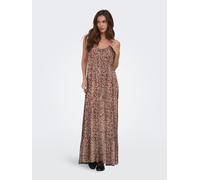 Spaghettikleid ONLY "ONLMATEA LIFE STRAP LONG DRESS WVN NOOS", Damen, Gr. XL, N-Gr, braun (spiced apple aop:ethnic paisley), Web, Obermaterial: 100% Viskose, bedruckt, regular fit lang, Rundhals, Klei