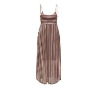 Spaghettikleid ONLY "ONLSANDY LONG DRESS JRS", Damen, Gr. L, N-Gr, chocolate martini pattern:weiß brick rot comb (sandy), Jersey, Obermaterial: 98% Polyester, 2% Elasthan, gemustert, regular fit lang,