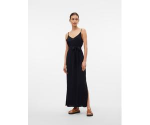 Spaghettikleid VERO MODA "VMEASY JOY SLIT MAXI V-NECK DRESS WV GA", Damen, Gr. XS, N-Gr, schwarz, Web, Obermaterial: 100% Viskose, unifarben, regular fit lang, V-Ausschnitt, Kleider, Viskose, regular