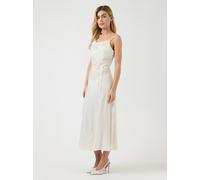 Spaghettikleid Y.A.S "YASTHEA STRAP LONG DRESS S. NOOS", Damen, Gr. 40, N-Gr, gardenia, Web, Obermaterial: 97% Polyester, 3% Elasthan, unifarben, wadenlang, Wasserfallausschnitt, Kleider Spaghettiklei