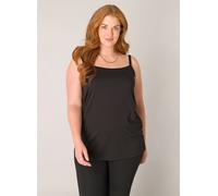 Spaghettitop BASE LEVEL CURVY "Alexa", Damen, Gr. 48, schwarz, Jersey, Obermaterial: 94% Viskose, 6% Elasthan, unifarben, figurbetont hüftbedeckend, Tops, Verstellbare Träger (41979312-48) schwarz