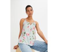 Spaghettitop BONPRIX, Damen, Gr. 40/42 (M), bunt (mint), Obermaterial: 95% Viskose, 5% Elasthan, gerade, Tops, gerade Passform, mit Spitzenborte am Ausschnitt, ärmellos (73990553-40) mint