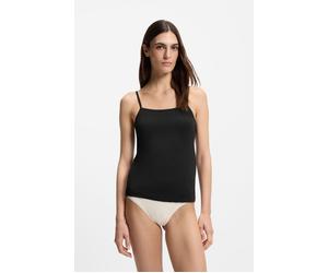Spaghettitop BOSS, Damen, Gr. L, schwarz 001, Jersey, Obermaterial: 95% Viskose, 5% Elasthan, slim fit normal, Rundhals, Tops, aus Stretch-Jersey mit verstellbaren Riemchen (66709117-L) schwarz 001