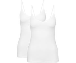 Spaghettitop CALIDA "Benefit Women", Damen, Gr. M (44/46), weiß, Single Jersey, Obermaterial: 94% Baumwolle, 6% Elasthan, unifarben, normal hüftbedeckend, V-Ausschnitt, Tops, V-Ausschnitt, Single Jers