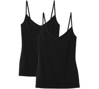 Spaghettitop CALIDA "Benefit Women", Damen, Gr. XS (36/38), schwarz, Single Jersey, Obermaterial: 94% Baumwolle, 6% Elasthan, unifarben, normal hüftbedeckend, V-Ausschnitt, Tops, V-Ausschnitt, Single