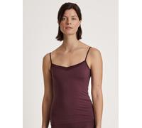 Spaghettitop CALIDA "Cate", Damen, Gr. M (44/46), rot (port royal rot), Single Jersey, Obermaterial: 92% Baumwolle, 8% Elasthan, unifarben, normal hüftbedeckend, Rundhals, Tops, Satin-Einsatz, Single 
