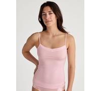 Spaghettitop CALIDA "Cate", Damen, Gr. XS (36/38), rosa (frappe rose, pink), Single Jersey, Obermaterial: 92% Baumwolle, 8% Elasthan, unifarben, normal hüftbedeckend, Rundhals, Tops Spaghettitop, Sati