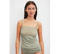 Spaghettitop CALIDA "Sensual Secrets", Damen, Gr. S (40/42), tea grün, Single Jersey, Obermaterial: 57% Viskose, 38% Baumwolle, 5% sonstige Fasern, normal hüftbedeckend, Rundhals, Tops, semitransparen
