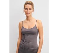 Spaghettitop CALIDA "Sleek Skin", Damen, Gr. L (48/50), grau (sparrow braun), Single Jersey, Obermaterial: 73% Polyamid, 27% Elasthan, hüftbedeckend, Rundhals, Tops, weich, atmungsaktiv, elastisch, fe
