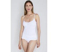 Spaghettitop JOOP "Spaghetti Top", Damen, Gr. 34, weiß, Single Jersey, Obermaterial: 95% Baumwolle, 5% Elasthan, hüftbedeckend, tiefer Rundhals, Tops Spaghettitop, schmale Träger (56453419-34)