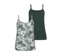 LASCANA Spaghettitop, (2er-Pack), mit Gummizug am Saum 36/38 grün Damen Trägertops Tops Spaghettitop 36/38 weiß, bedruckt, dunkelgrün