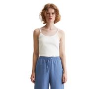 Spaghettitop MARC O'POLO DENIM, Damen, Gr. XL, weiß (silky weiß), Rippware, Obermaterial: 96% Baumwolle, 4% Elasthan, slim fit, tiefer Rundhals, Tops, Rippstruktur, Spagettiträger (69518846-XL) silky