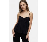 Spaghettitop O'NEILL "REETA WOVEN TOP", Damen, Gr. S (36), schwarz (schwarz out), Obermaterial: 100% Viskose, Tops, mit herzförmigem Ausschnitt, in kürzerer Länge (99576856-S) schwarz out