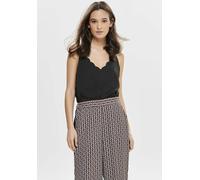 Spaghettitop ONLY "ONLDEBBIE - Singlet mit geschwungener Ausschnittkante", Damen, Gr. 34XS, schwarz, Satin, Obermaterial: 100% Polyester, unifarben, normal, V-Ausschnitt, Tops, unifarben, feminin, tai